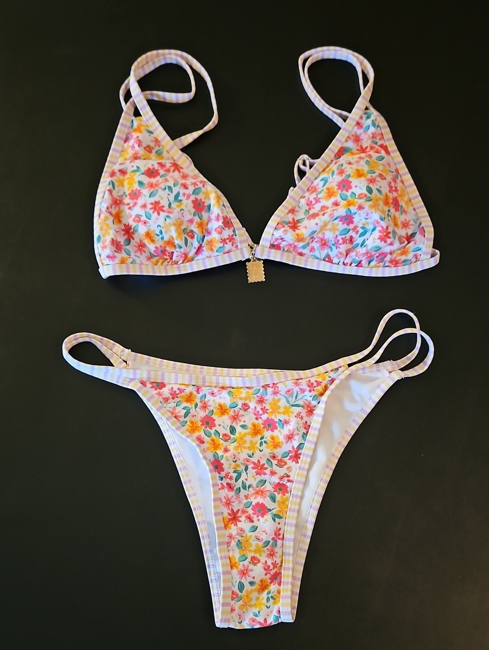 Shein Floral Triangle Bikini Set in Multicolor